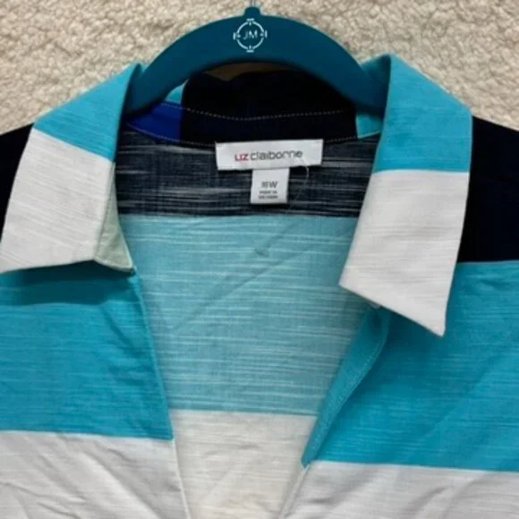 16W + 20W - LIZ CLAIBORNE - Stripe Polo Tank Midi Dress NEW - Picture 3 of 11